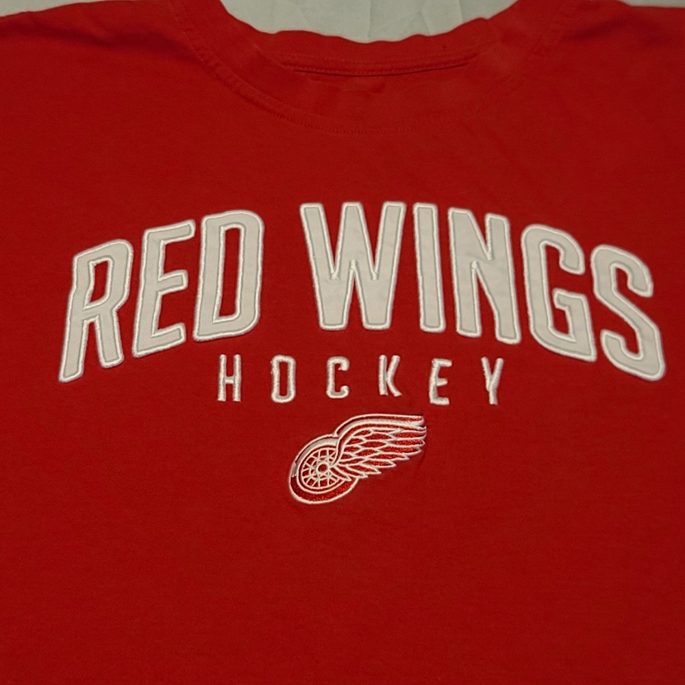 NHL Detroit Red Wings Hockey T Shirt Mens Large Red Short Sleeve Graphic Tee